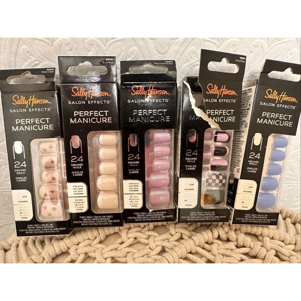 Sally Hansen Multi Patterns and French Tip Square Shape Nails New